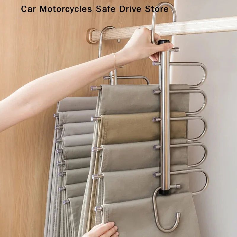 Folding Magic Pants Hangers 5 9layers Stainless Steel Space Saving