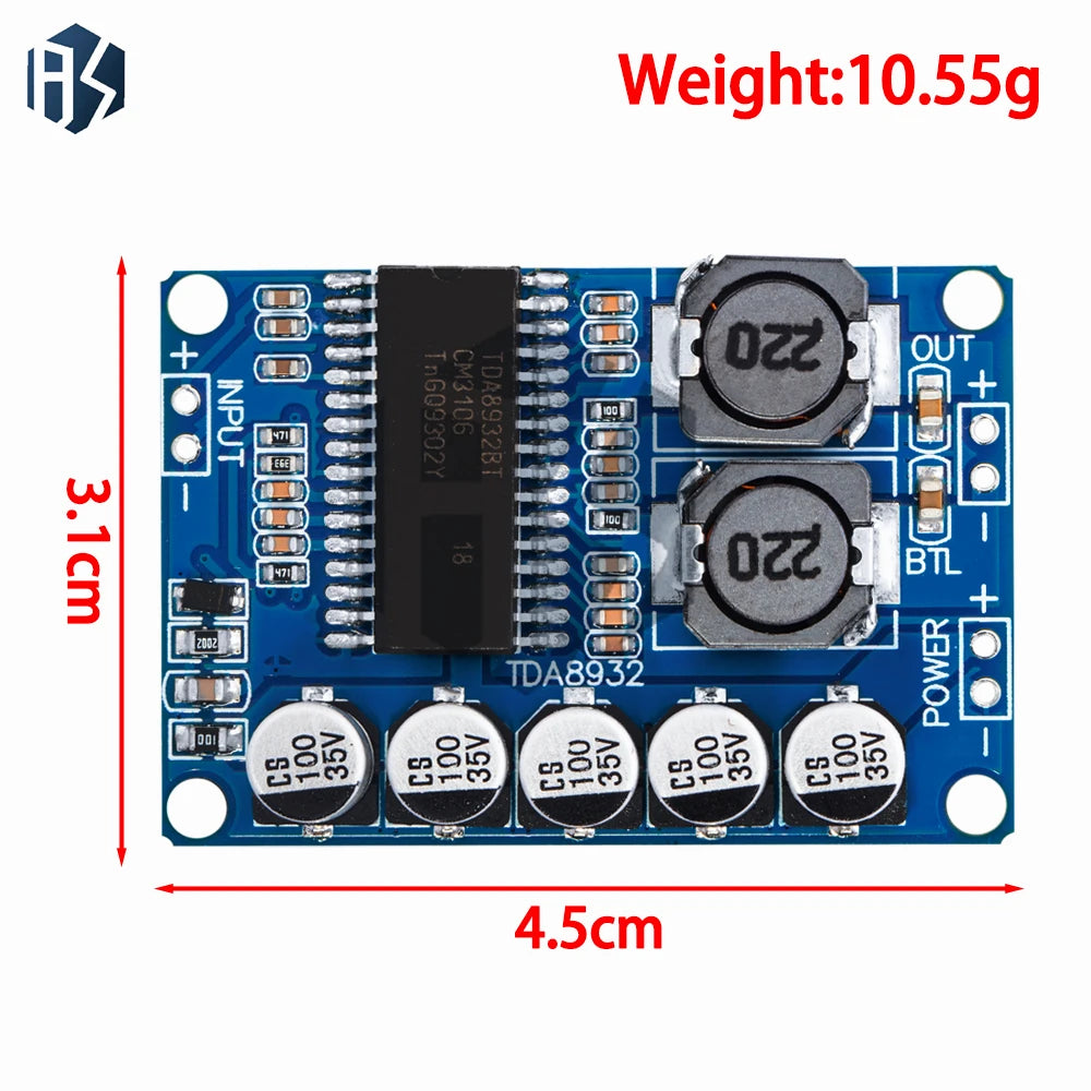 1pcs Digital power amplifier board module 35w mono amplifier module High-power TDA8932 low power consumption Zpaxo