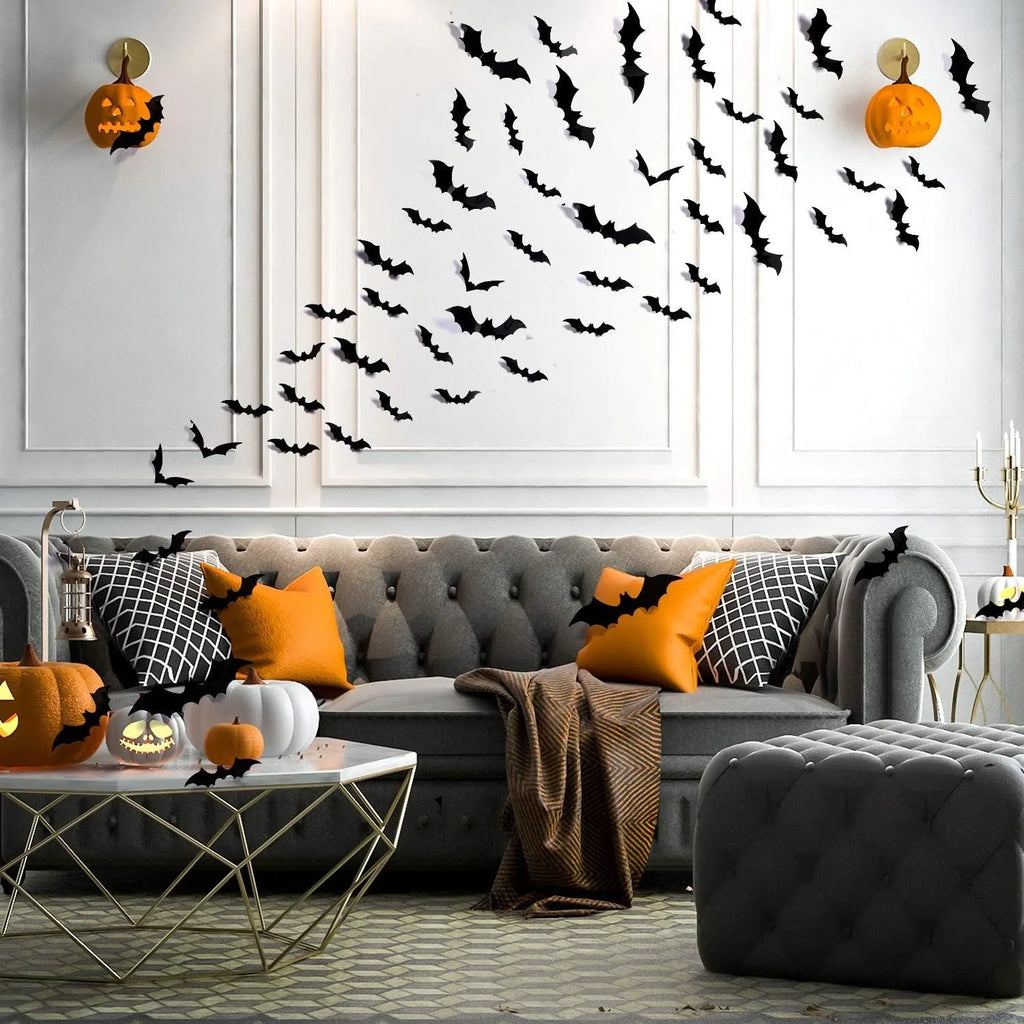 Black Bat 3D Wall Stickers Home Room Decoration Party Door Window