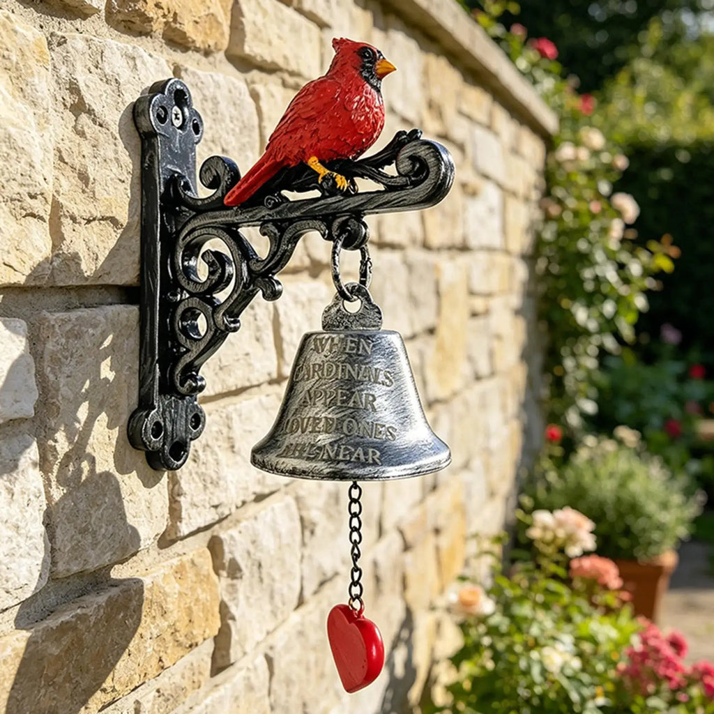 Outdoor Dinner Bell Wall Mounted Retro Decoration Red Cardinal Bird