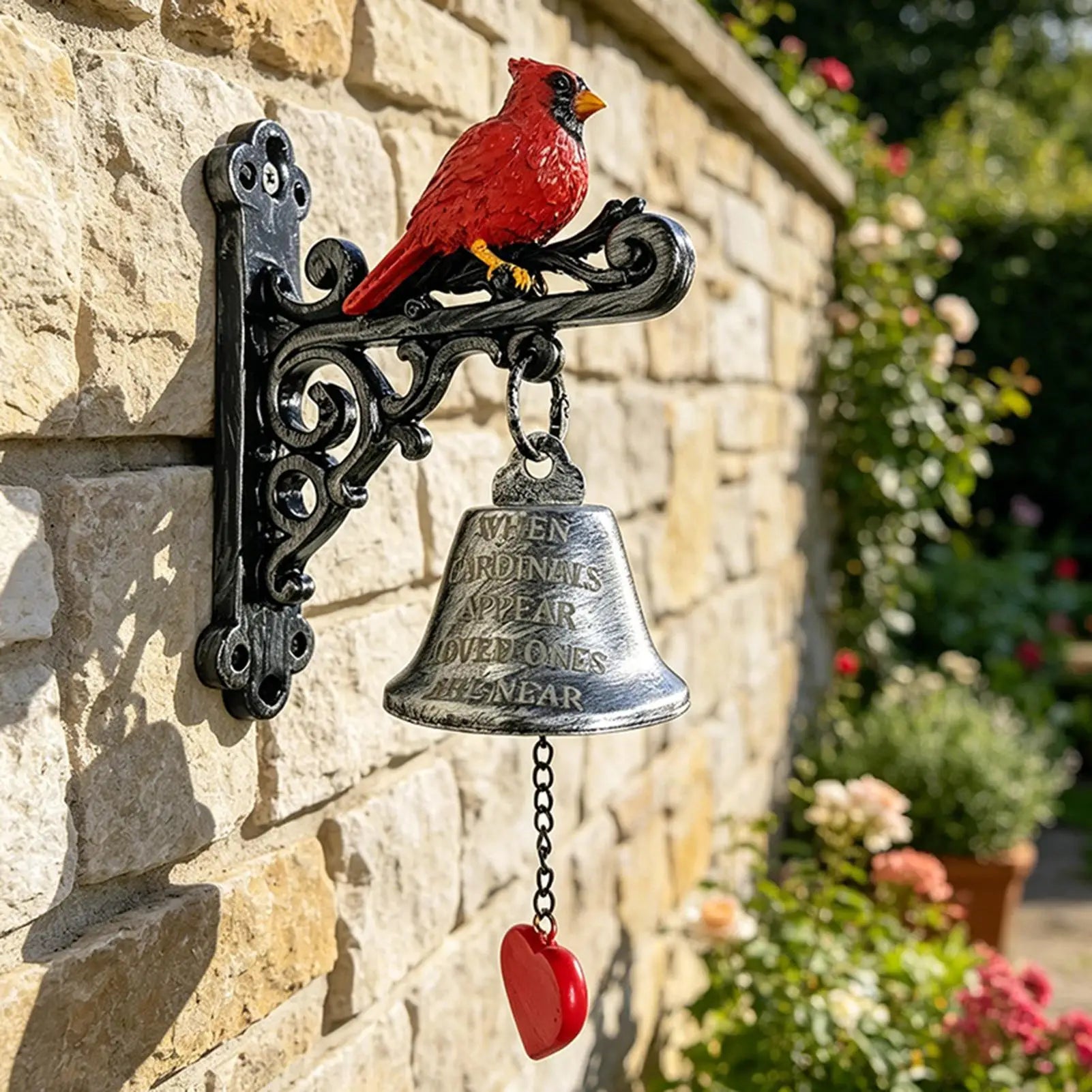 Outdoor Dinner Bell Wall Mounted Retro Decoration Red Cardinal Bird