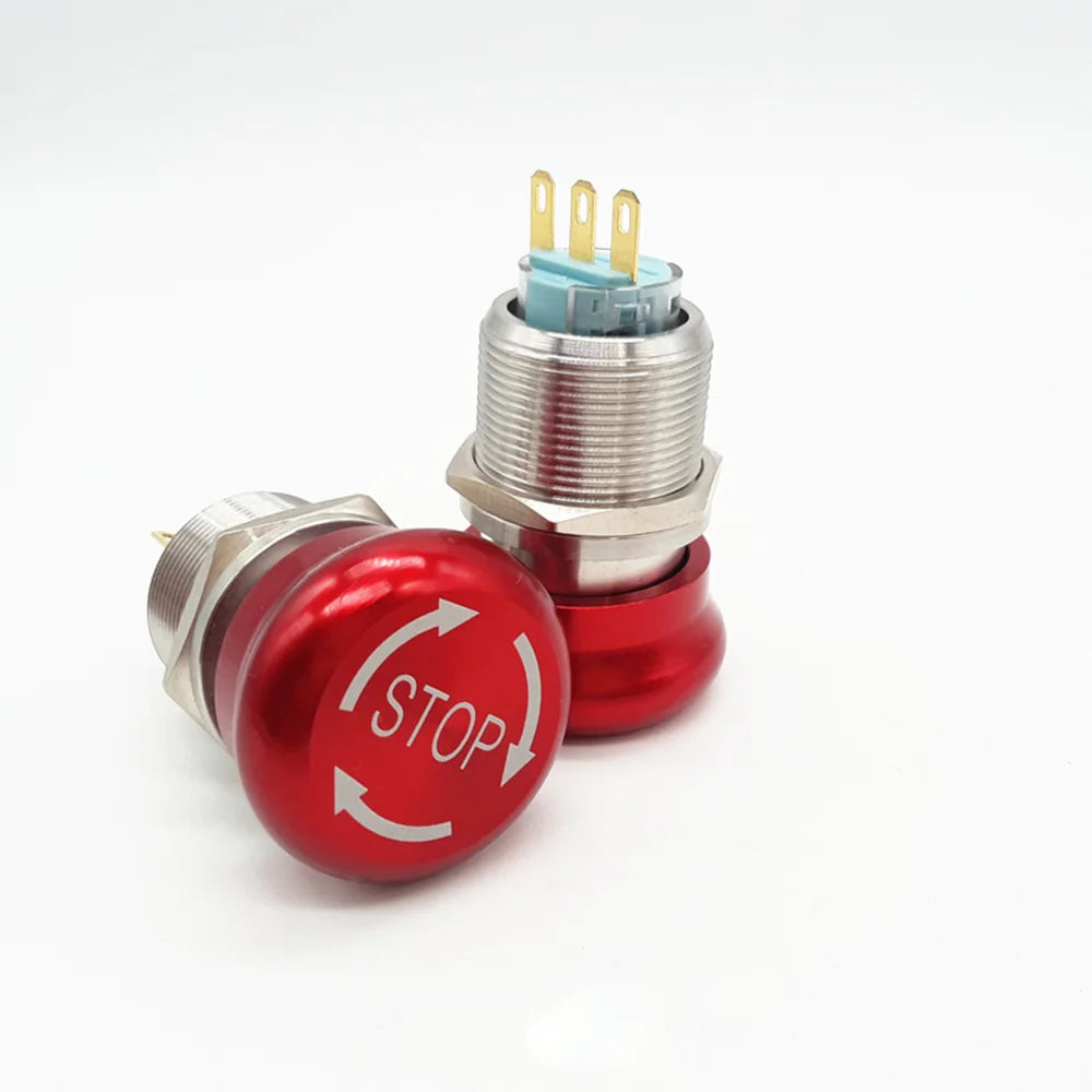 Emergency Stop Buttons E-STOP Power Switch Controller 220v Electrical Outlets NO+NC 16/19/22mm Red Symbol 1NO1NC 2NO2NC Latching Zpaxo