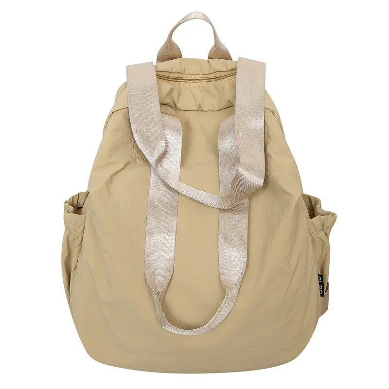 New waterproof nylon cloth backpack for women with a high-end feel lightweight and large capacity simple and portable backpack Zpaxo Khaki backpack