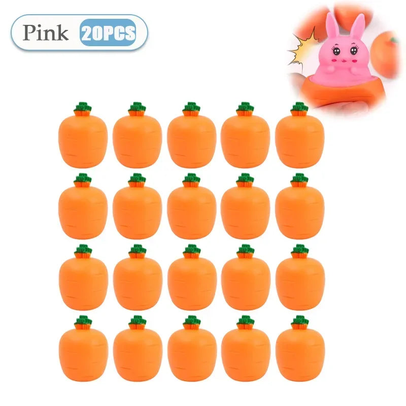 Easter Carrot Rabbit Fidget Toys Squeeze Ball Kids Relieve Stress Up Zpaxo Pink-20PCS