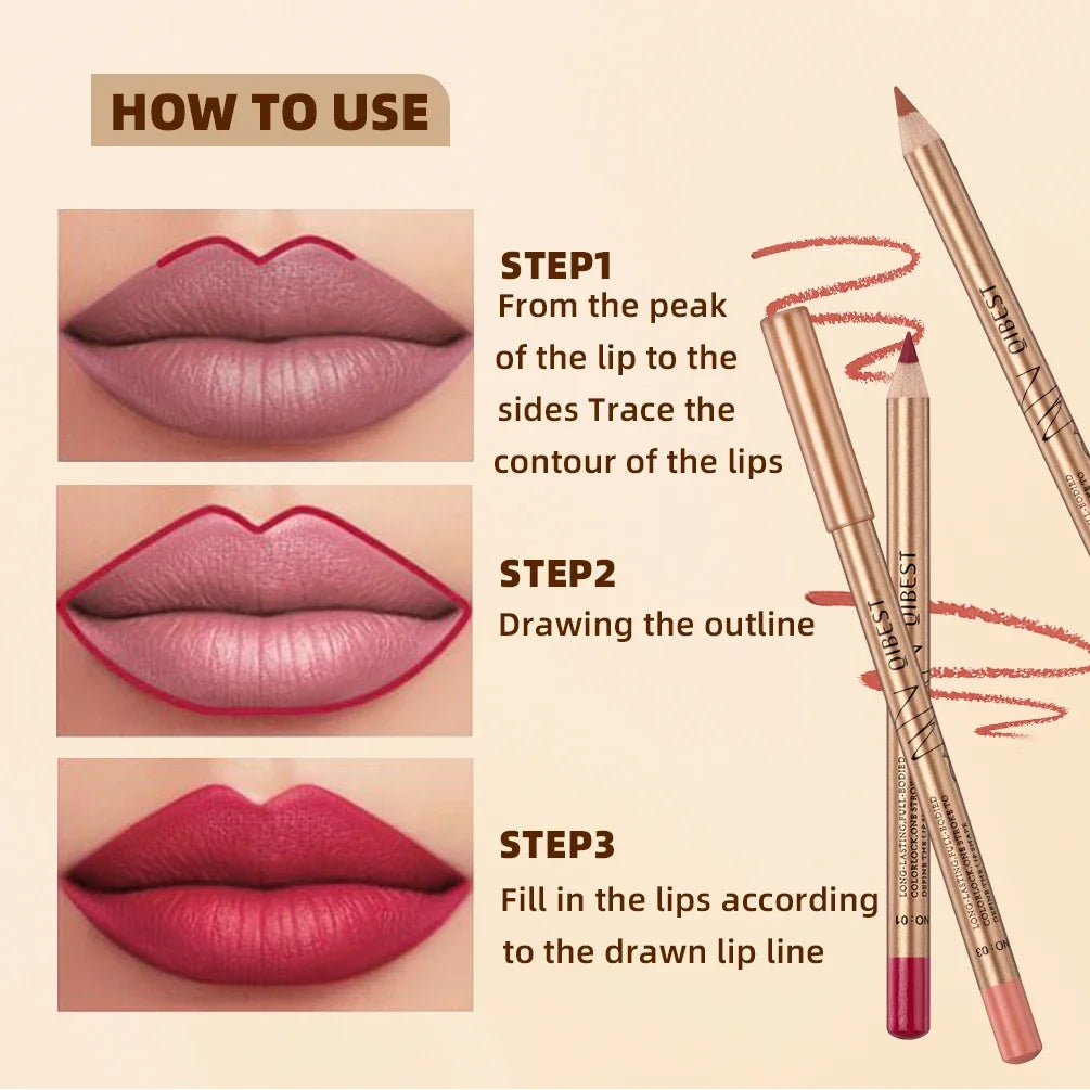 12 Colors Sexy Matte Lipstick Pencil Waterproof Lasting Lip Liner Pen Non-stick Cup Lip Liner Contour Pencil Beauty Makeup Sets Zpaxo
