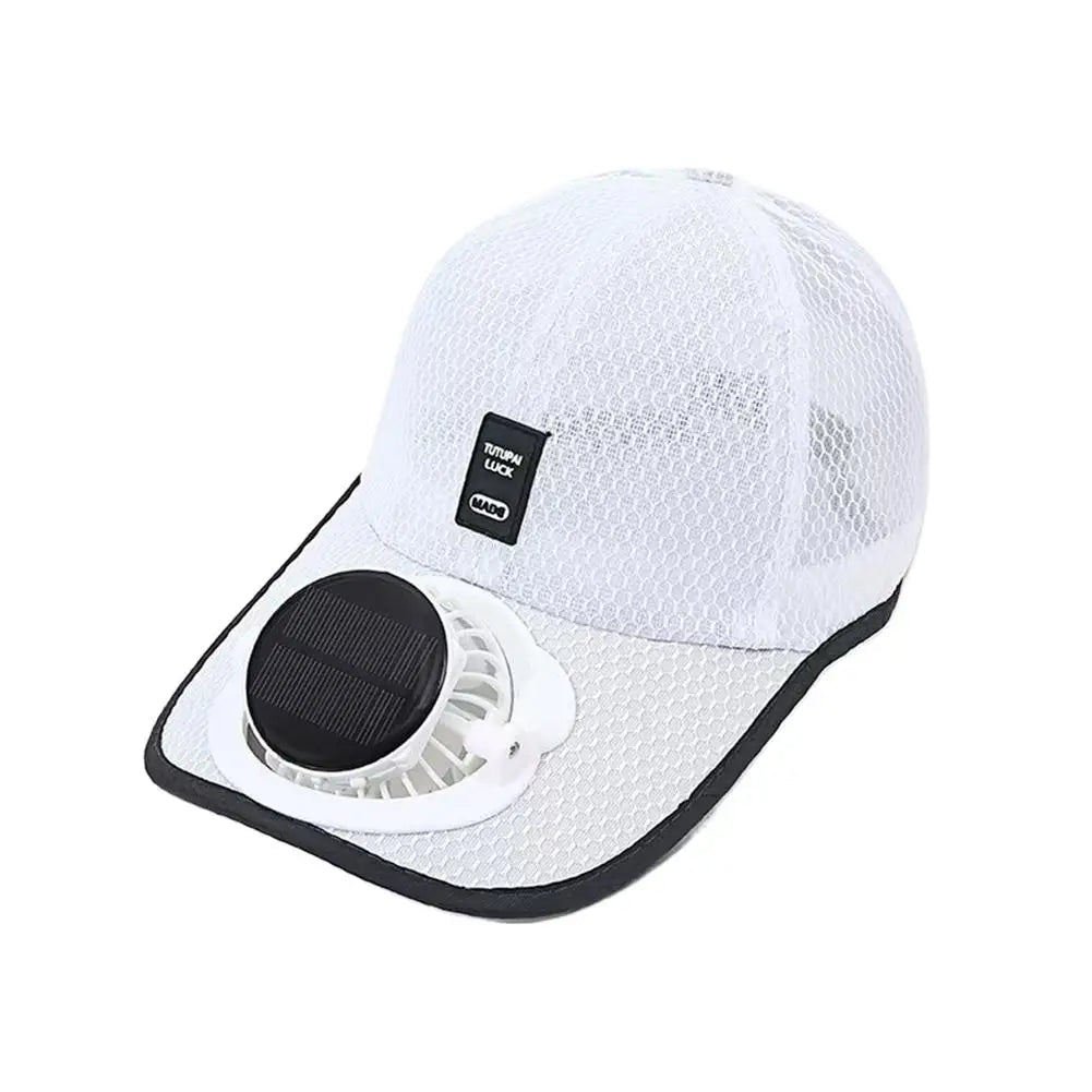 2026 Solar USB Dual Power Fan Baseball Cap Breathable Mesh Sun Protection Cooling Hat for Summer Outdoor Sports Zpaxo F