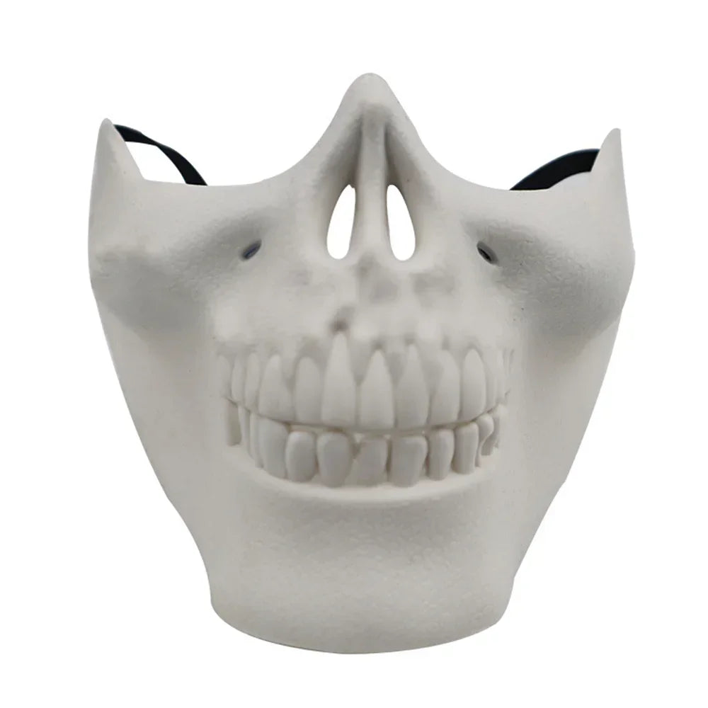 Skeleton Warrior Half Face Mask – Halloween Cosplay & Party Halloween Costume Mask Zpaxo White