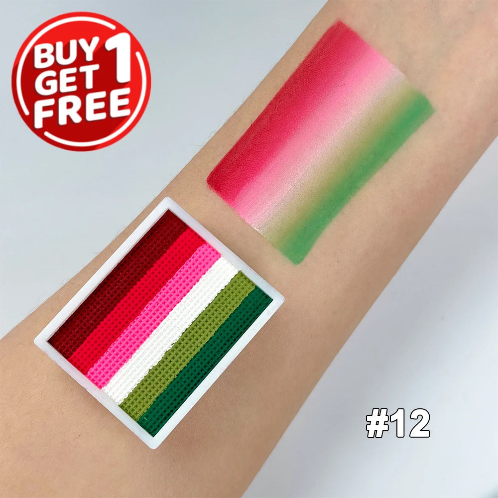 2pcs Rainbow Face & Body Paint,8g Split Cake Non-Toxic Paint Makeup Palette-Vibrant Mixed Colors For Festivals,Butterfly Makeup Zpaxo 12