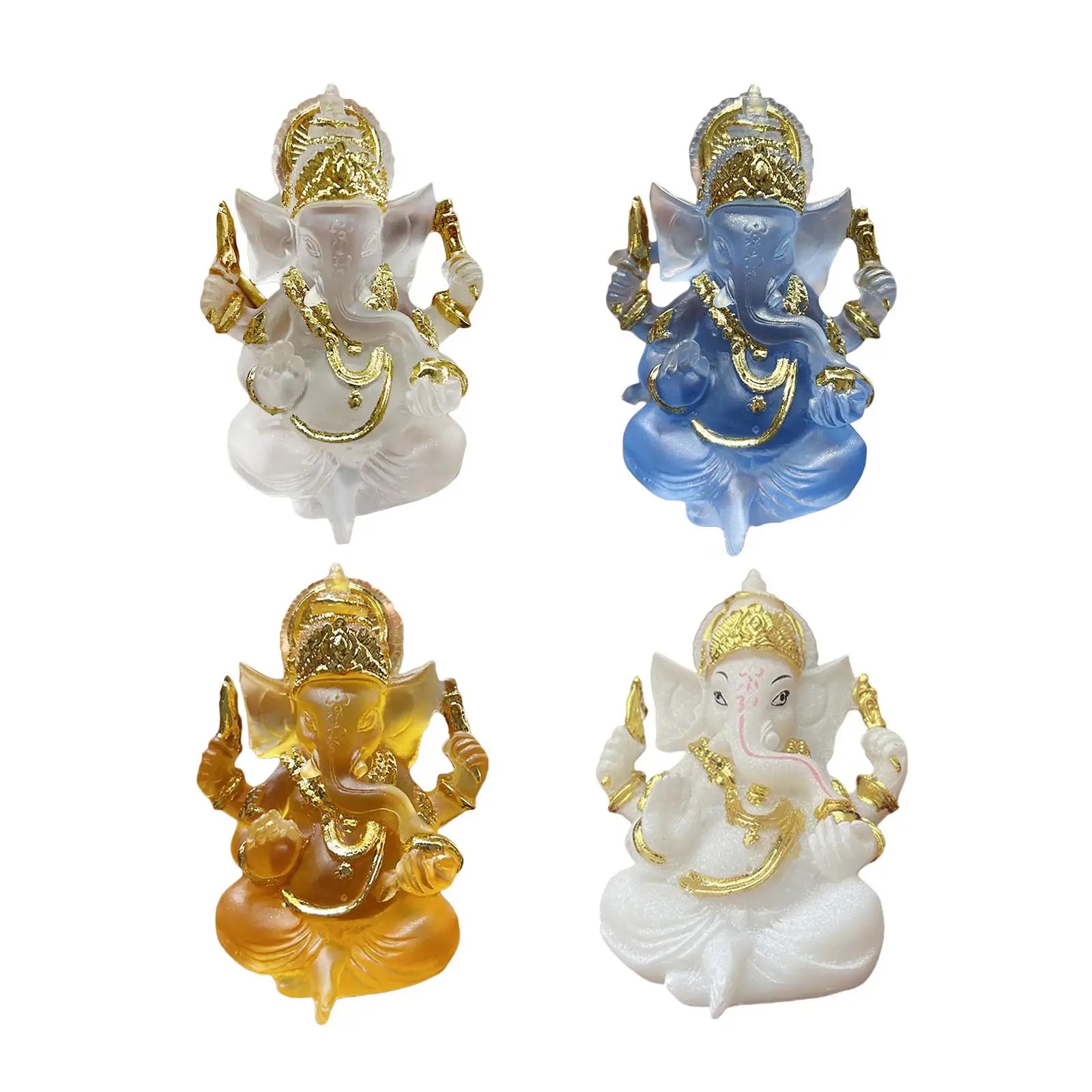 Ganesha Sitting Buddha Statue Sculpture Decorative Tabletop Decoration 3.5inch Tall for Housewarming Gift Fine Workmanship Zpaxo