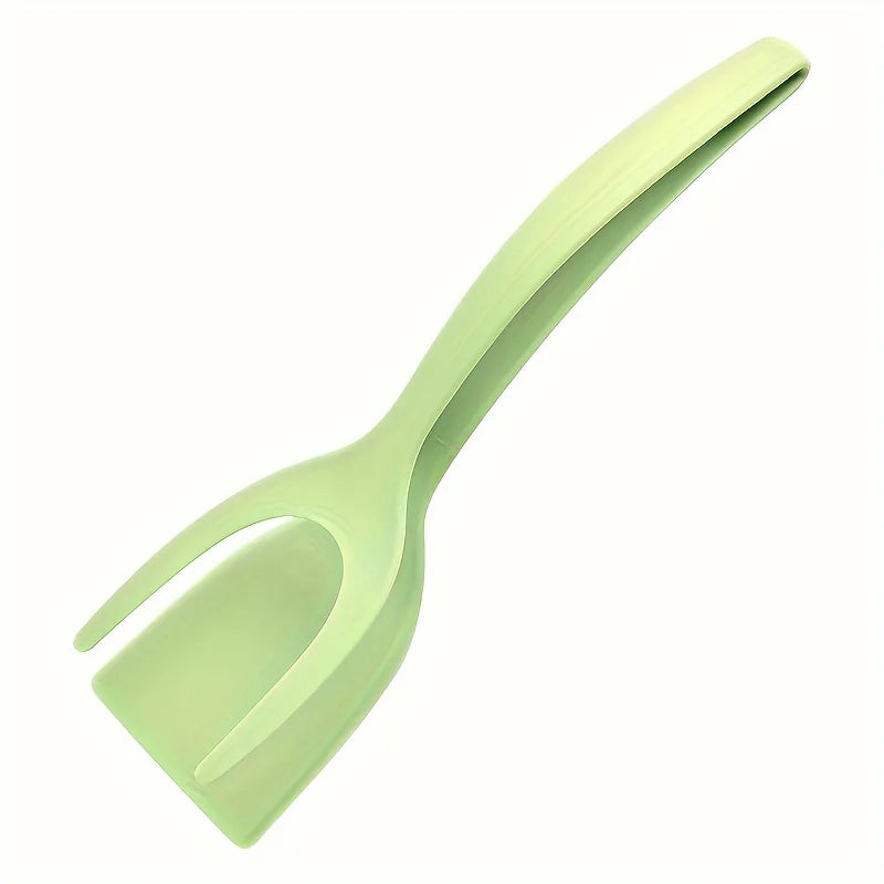 1 Shovel Clip Silicone Grip Flip Tongs Egg Steak Spatula Pancake Zpaxo green