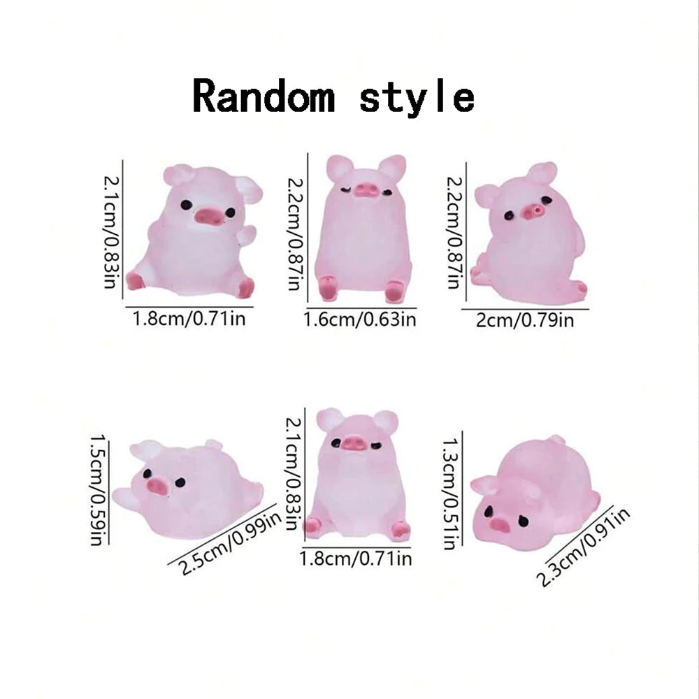 6/15/30/1Box Luminous Pig Design Glow in The Dark Creative Mini Pink Pig Miniature for Garden Landscape Home Decoration Zpaxo