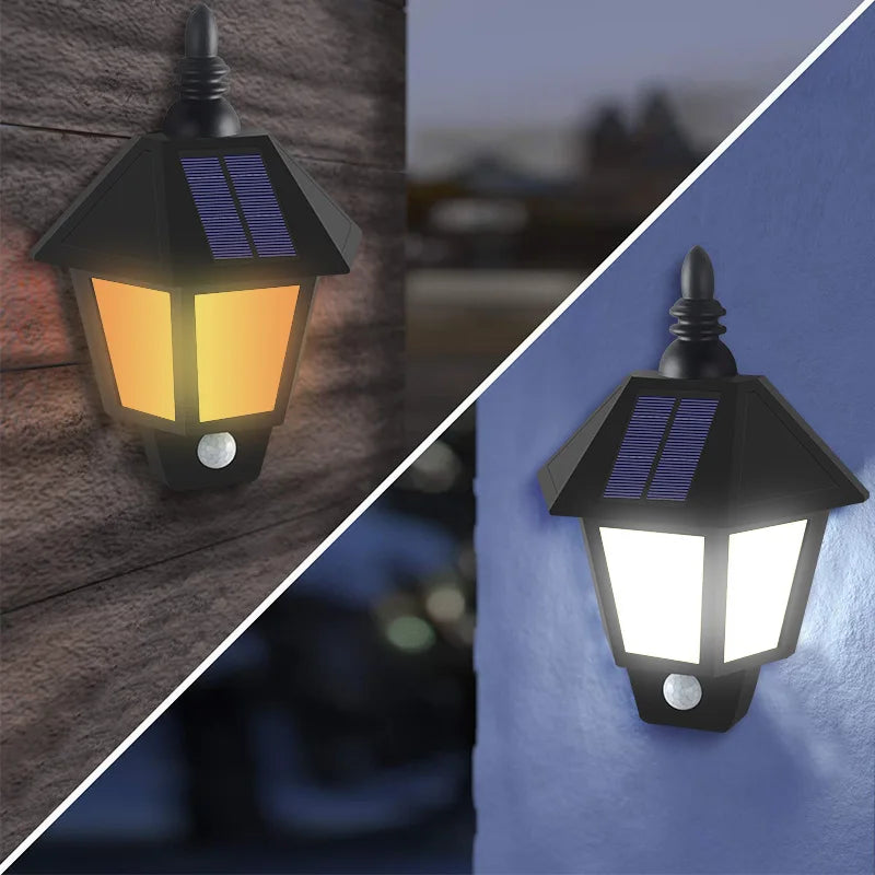 Solar Flame Wall Lights Sensor Flickering Outdoor Waterproof Security Zpaxo