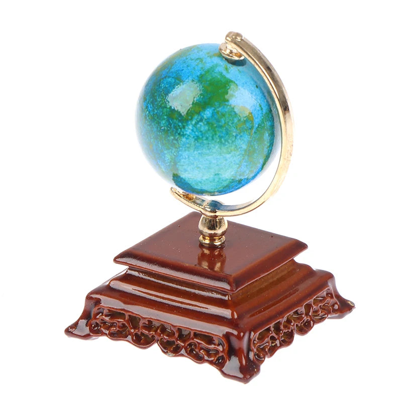 ▶1PCS Mini Metal 1:12 Vintage Blue World Globe Miniature Dollhouse Furniture Zpaxo 1Pc