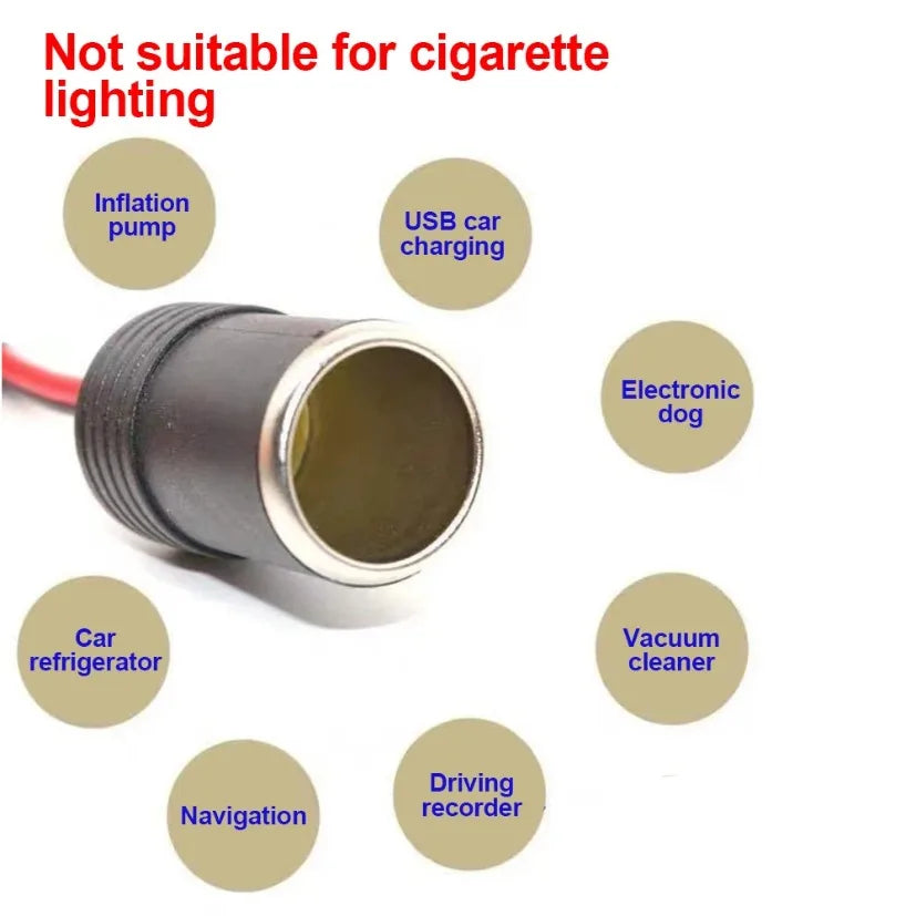 10A/20A Max 200W Car Mounted Cigarette Lighter Charger Female Socket Plug with 30cm Cable Connector Adapter Universal 12v Zpaxo