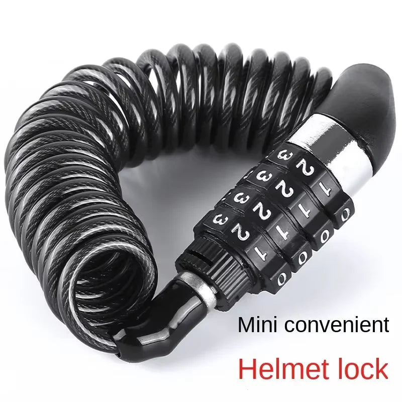Mini Durable Classic Helmet Lock Chain 4 Digit Password Combination Portable Bike Motorcycle Anti-theft Cable Lock Stitch Motor Zpaxo Black Mini