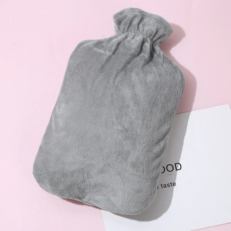 Plush Water Bottle Leak-proof Large-capacity Bed Abdomen Warmer Soft Zpaxo one size Gray