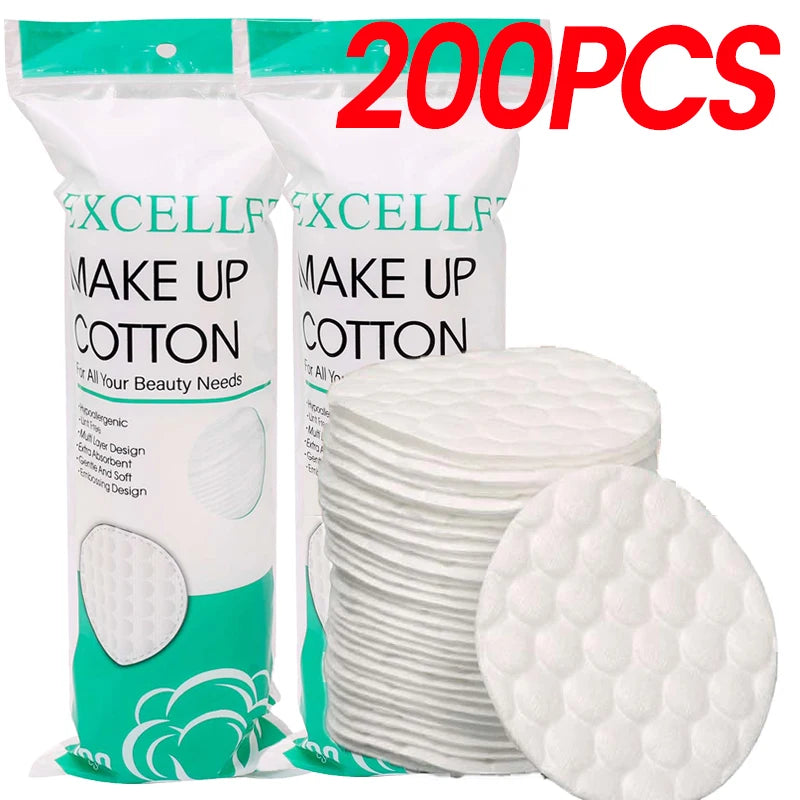 Disposable Soft Circular Makeup Remover Pads Doubles Sided Breathable Cotton Pads for Daily Facial Cleaning Nail Polish Remover Zpaxo A Style-200PCS