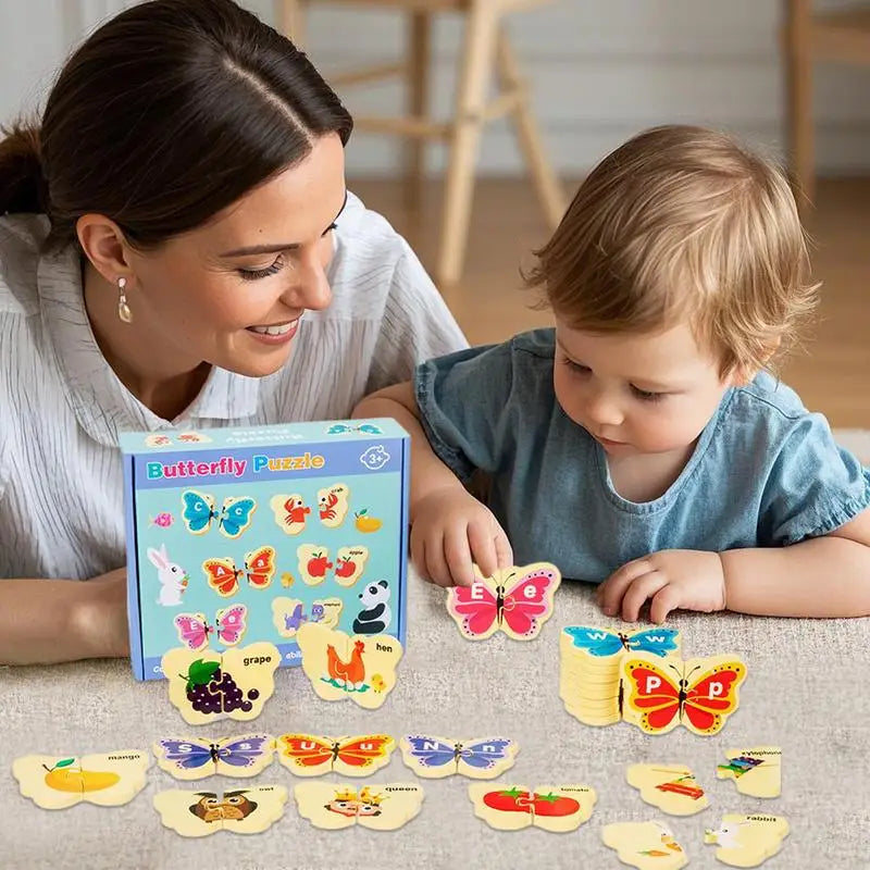 Alphabet Animal Puzzle Wood Animal Brain Teasers Toy Fine Motor Skills Learning Alphabet Puzzle For Kids 3 Years Kindergarten Zpaxo