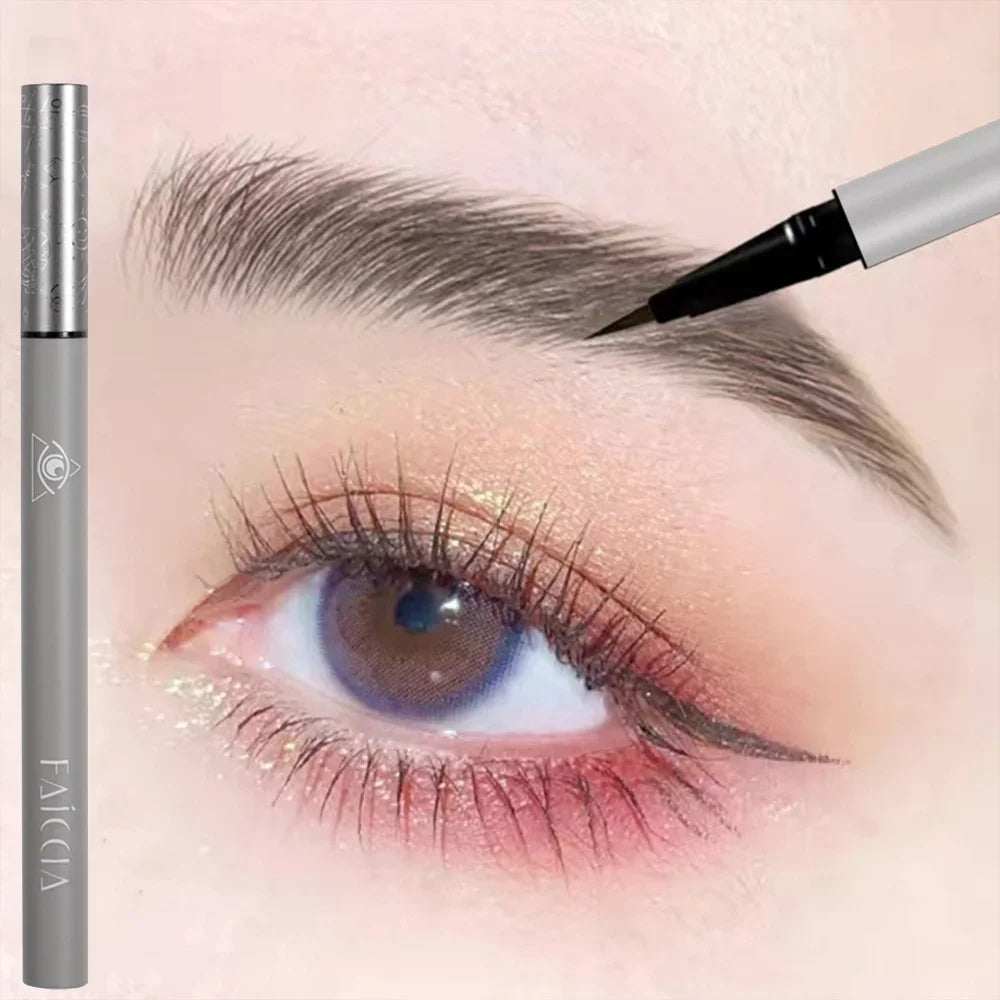 Liquid Eyebrow Pencil 4 Colors Very Fine Lying Silkworm Eyeliner Lasting Nature Water Proof Brown Gray Water-based Eyebrow Pen Zpaxo