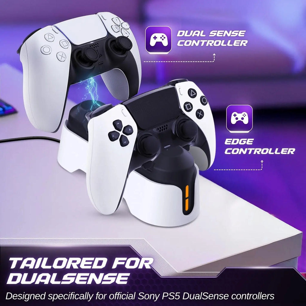 For PlayStation 5 Double Charging Dock for PS5 Handle with Dual-color Charging Indicator Light & Charing Cable Zpaxo