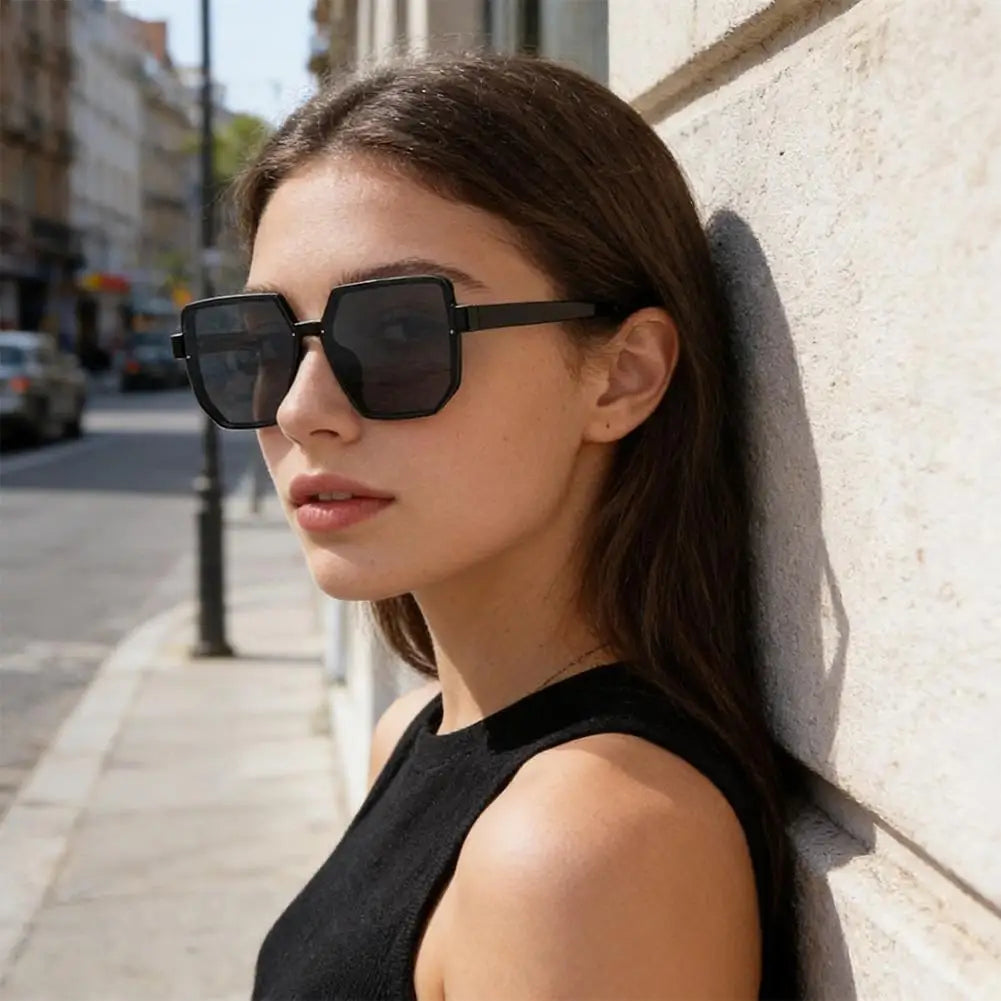 Oversized Square Rimless Sunglasses UV400 Unisex Vintage Shades Fashion Sunglasses Zpaxo