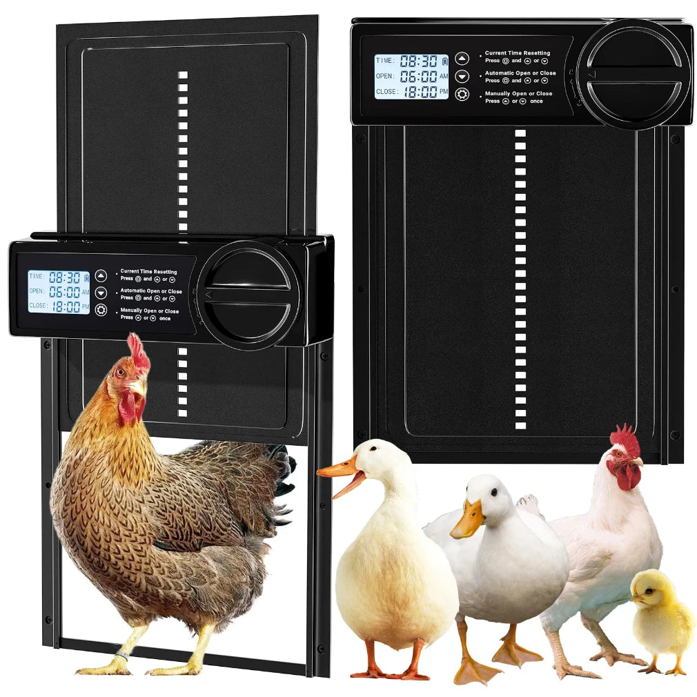 Automatic Chicken Coop Door Auto Duck Door Battery Powered Electric Chicken Coop Door with Timer & Manual Control LED Screen Zpaxo