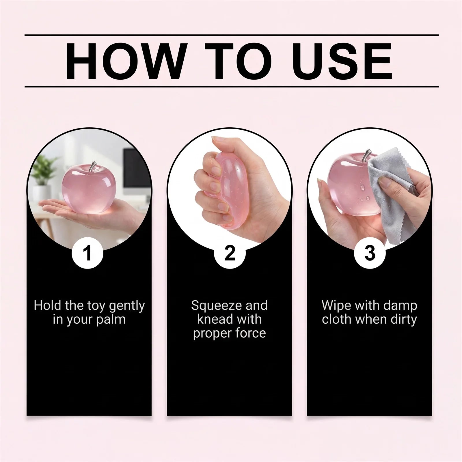 Squishy Pink Apple Stress Ball Fidget Sensory Toy – Kids & Adults Squishy Stress Ball Zpaxo