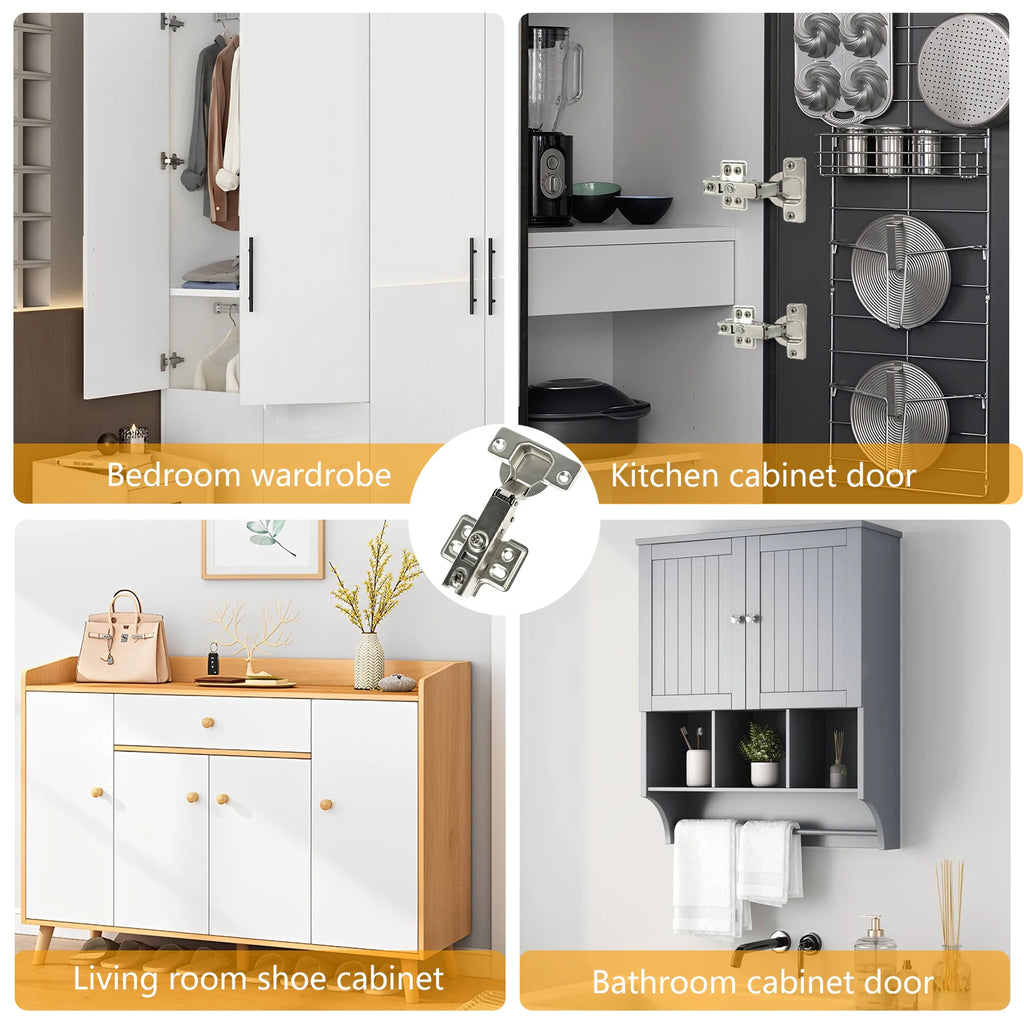 10/20Pcs Door Hinge Stainless Steel Cabinet Door Hinges Hydraulic Damper Buffer Soft Close Quiet Wardrobe Door Concealed Hinges Zpaxo