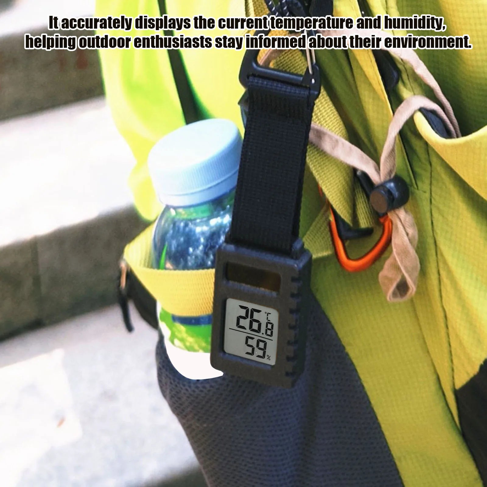 Backpacking Hiking Travel Thermometer Carabiner Clip Temperature