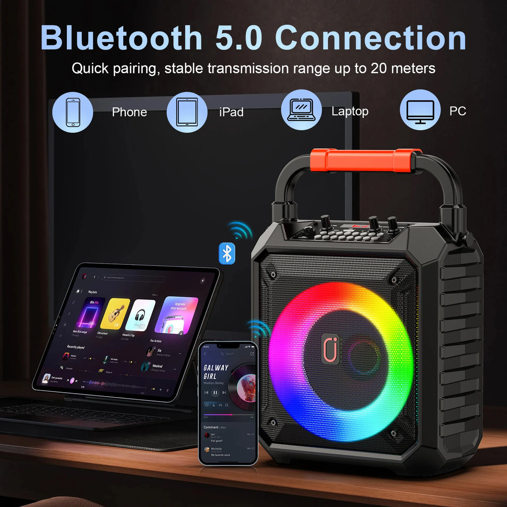 T17-T Karaoke Machine 2 Microphones Portable Bluetooth Speaker DJ
