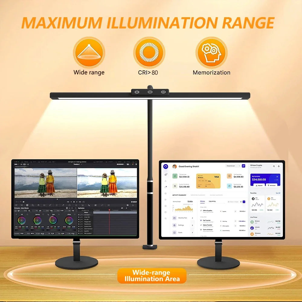 Single Double Triple Head LED Clip Desk Lamp Dimmable USB Eye-Caring Architect Table Lamp Computer Monitor Light for Office Home Zpaxo
