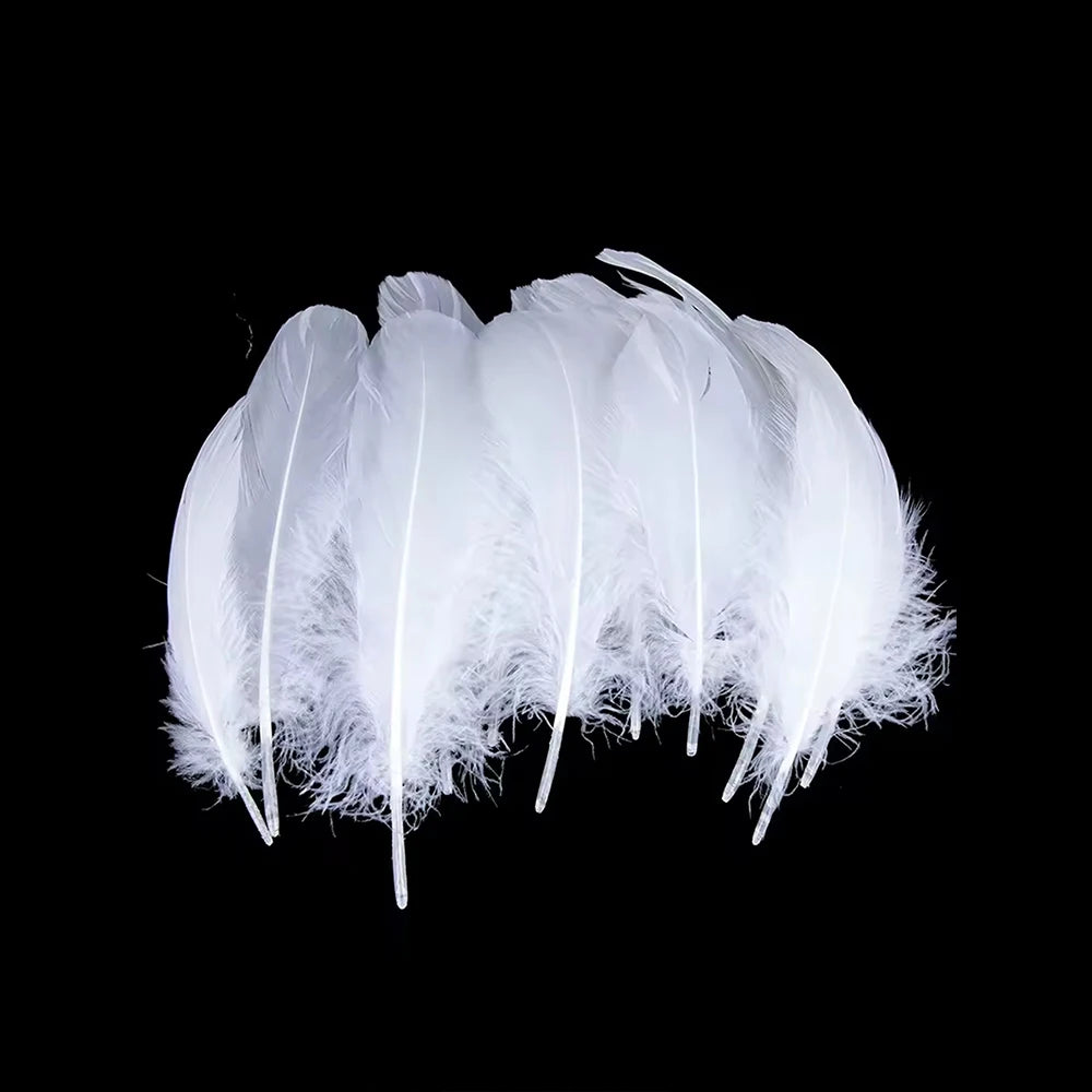 100Pcs White Feather Goose Feathers for Crafts DIY Wedding Party Halloween Decoration Goose Nagoire Feathers Zpaxo