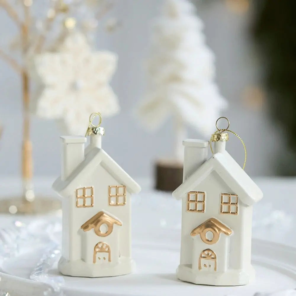 White Christmas Hanging Pendants – Soldier, House & Car Baubles Christmas Ornaments Zpaxo
