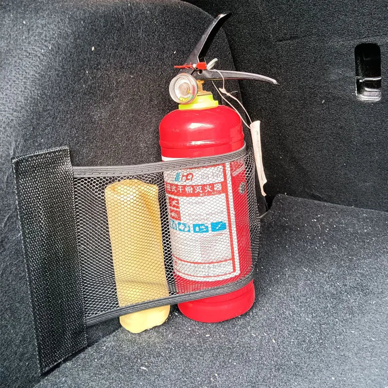Car Back Rear Trunk Storage Mesh Fixed Straps Interior Organizer