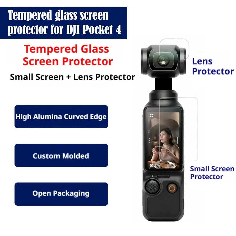 DJI OSMO Pocket 4 Tempered Glass Screen & Lens Protector 2-Pack Camera Screen Protector Zpaxo