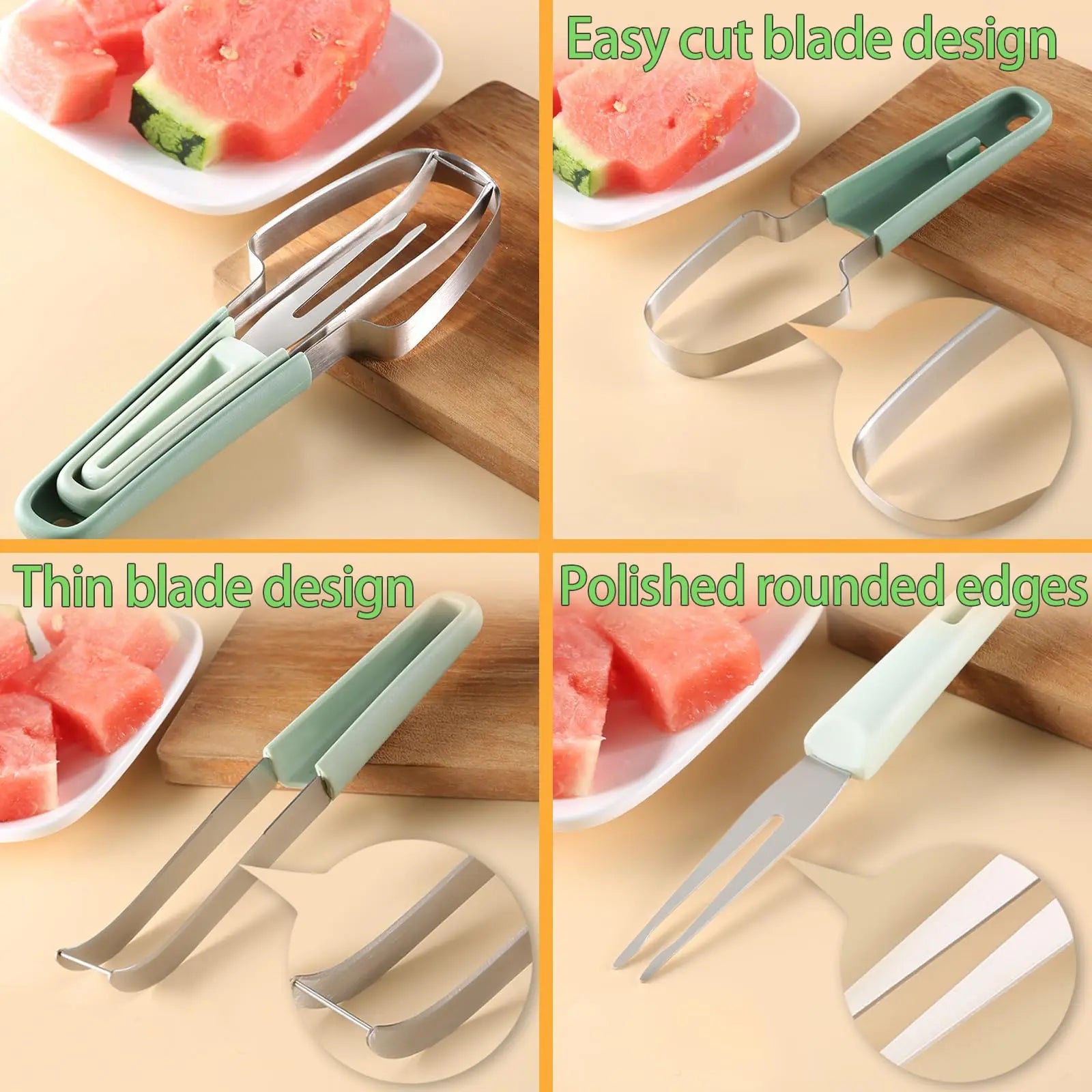 1 Watermelon Fork Slicer Cutter Stainless Steel Fruit Cutting Tool Zpaxo