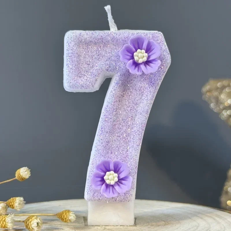 3D Purple Flower Number Cake Candles | Birthday Party Decor Number Cake Candles Zpaxo 7