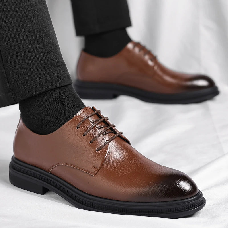 Mens Black Vintage Leather Lace Up Formal Business Office Groom Zpaxo