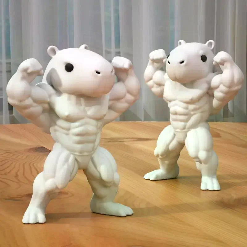 White Muscular Cat, Capybara, Cow, And Tiger Statues, Durable Plastic Home Decorations, Perfect Gift, Interior Living Room Décor Zpaxo