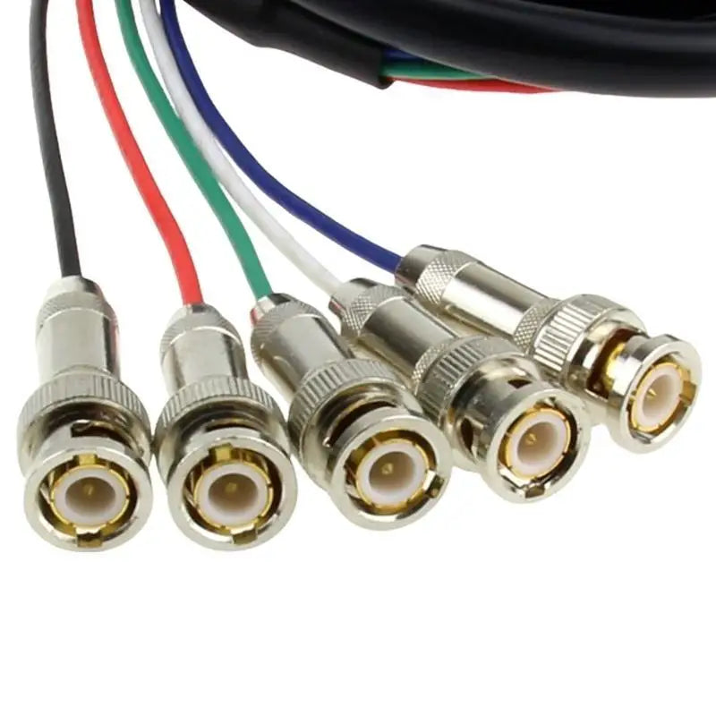 652F VGA BNC Cable 5BHC Plugs Splitter RGBHV Male Coaxial Cord Zpaxo