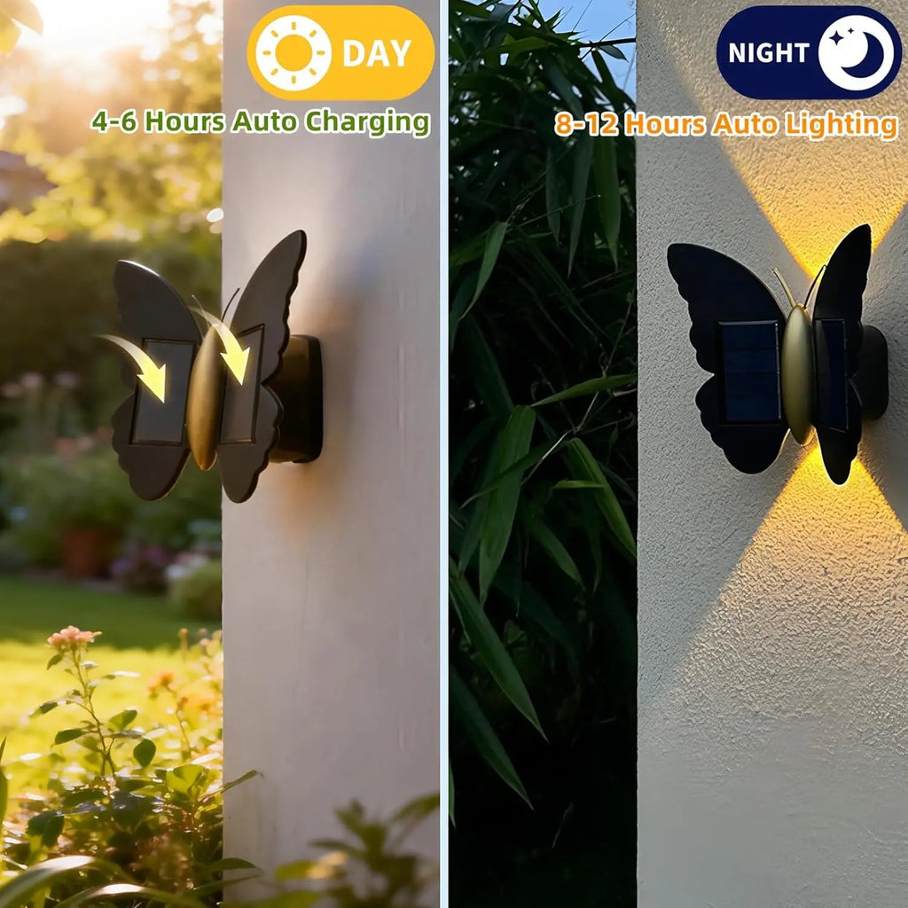 Solar Butterfly Wall Light Outdoor Modern Minimalist Design Stair