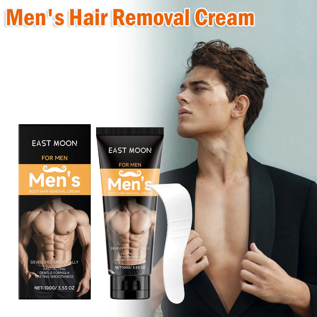 Men's Hair Removal Cream with Scraper Gently Painless Soothing Fast Acting Depilatory for Body Chest Back Legs Underarms Zpaxo