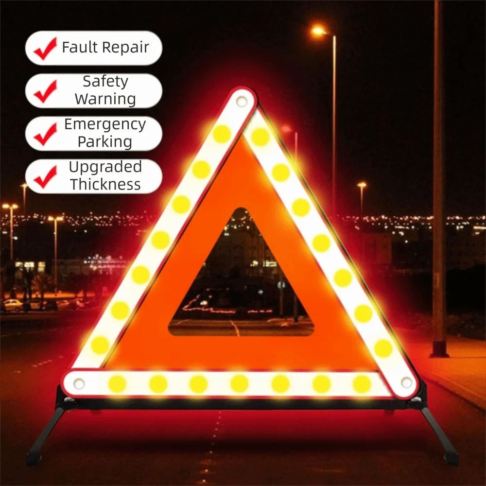 Red Reflective Warning Triangles Portable Folding Folding Hazard Triangle Storage Box 43 cm Car Warning Sign Breakdown Rescue Zpaxo