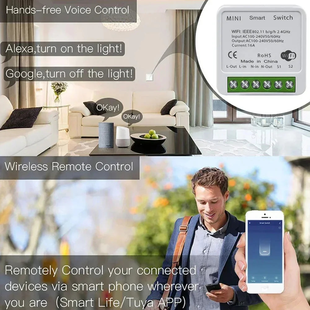 Tuya Smart WiFi Switch 16A 20A 433Mhz Receiver Breaker Smart Life App Remote Supports 2-way Control Works with Alexa Google Home Zpaxo