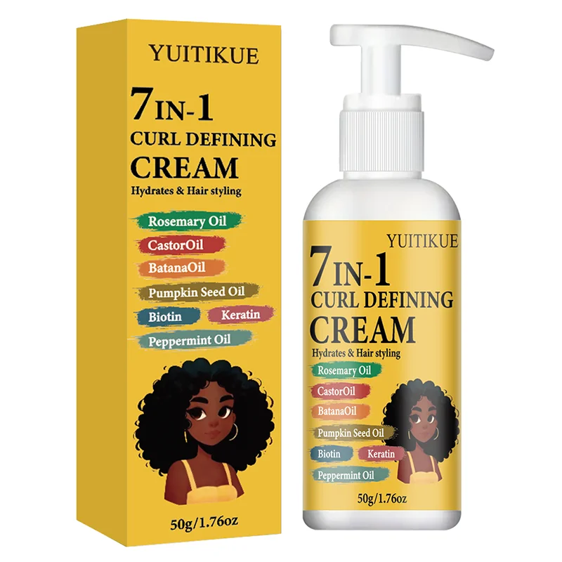 YUITIKUE 7-in-1 Curl Defining Cream – Bouncy Hydrated Curls Curl Defining Cream Zpaxo 1pc