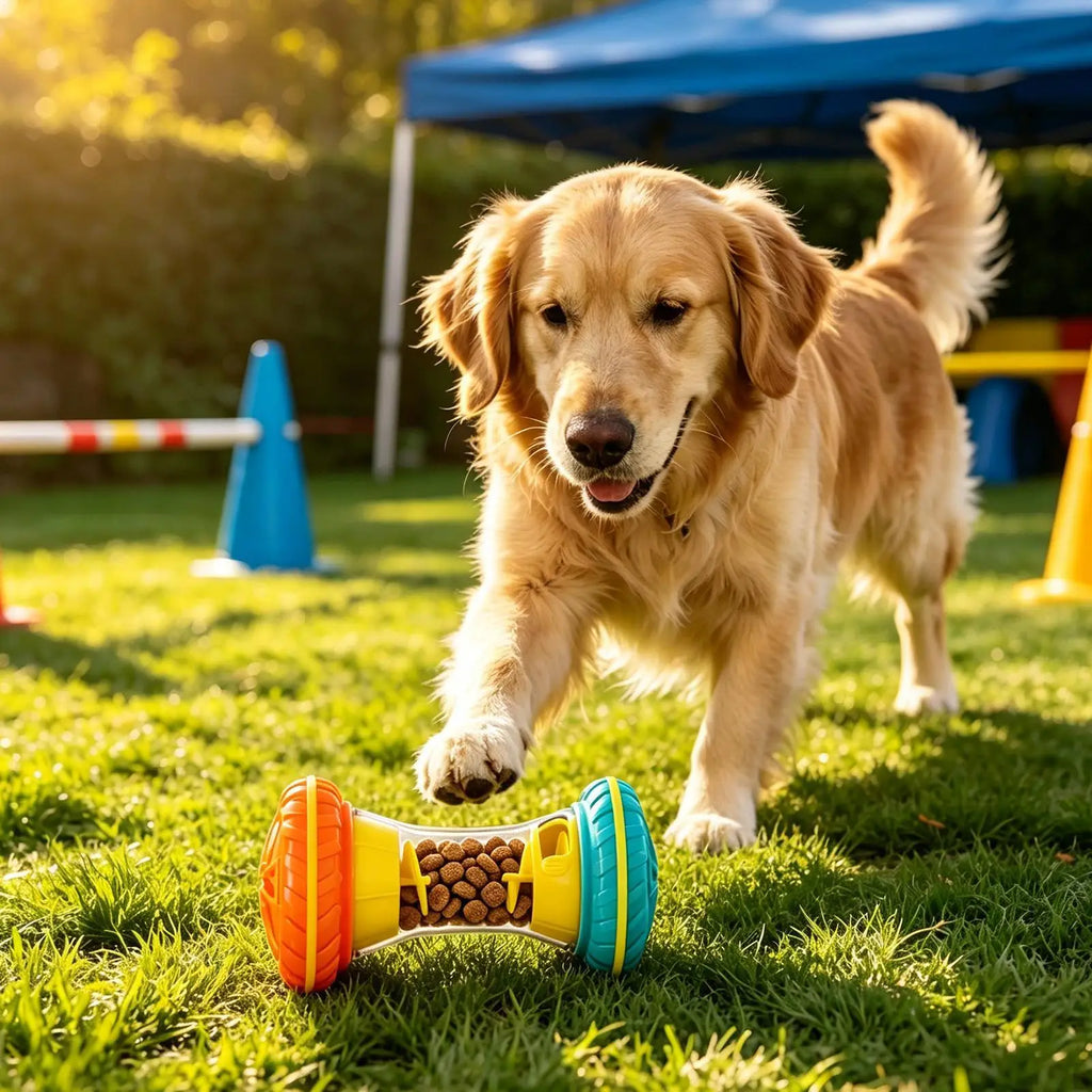 Dog Food Dispenser Toy Adjustable Slow Feeder Puzzle Game Home