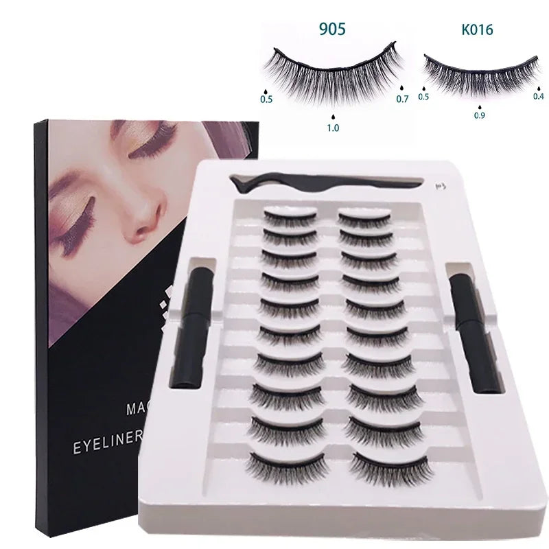 Magnetic Eyelashes Set Full Strip 5/7/10 Pair Natural Cilia False Eyeliner Dramatic Volume Thick Synthetic Eye Lashes Makeup Zpaxo 10Pair Eyelash 103