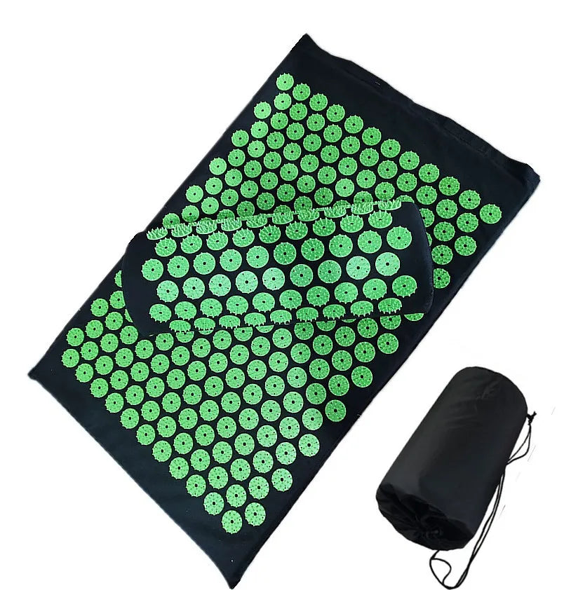 Massager Mat Shakti Mat Massage Yoga Mat Acupressure Relieve Stress Back Body Pain Spike Mat Acupuncture Massage Cushion Zpaxo black green