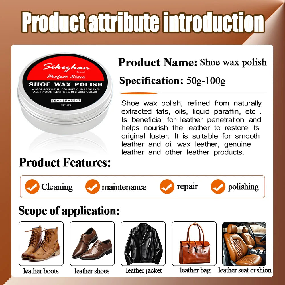 Professional Waterproof Shoe Polish Leather Maintenance Oil Cleaning Tool Leather Shoe Care Natural Restoration Cream 50/100g Zpaxo