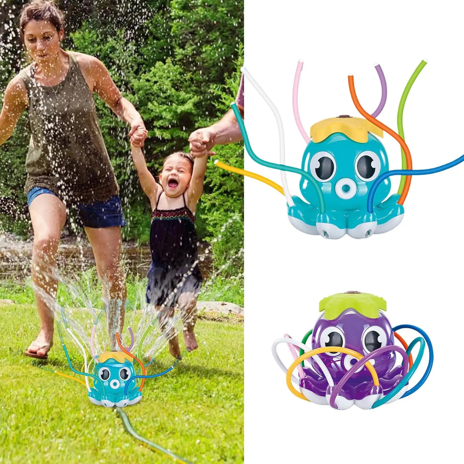 Water Sprinkler For Kids Octopus-Shaped Yard Sprinkler With 8 Swinging Tubes Outdoor Water Sprayer Garden Toy For Ages 3 Boys Zpaxo
